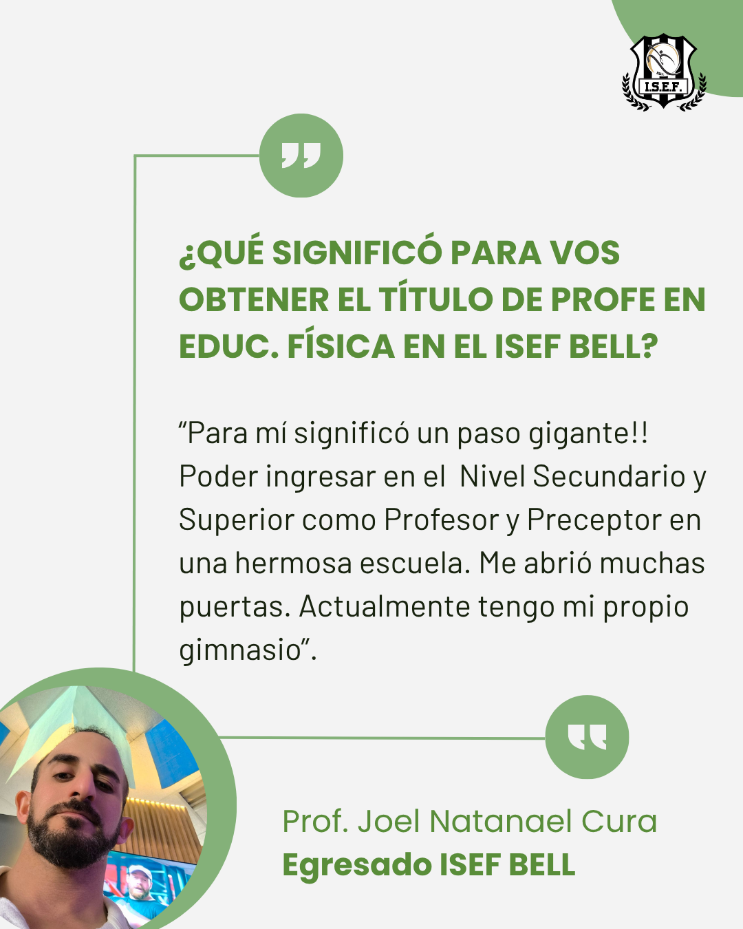 Testimonio de una persona egresada del ISEF Bell 1