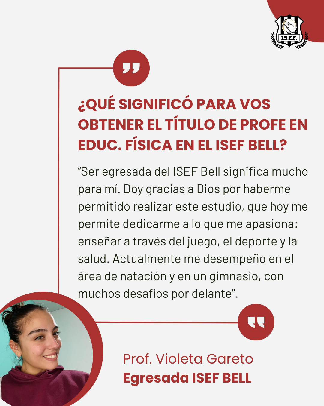 Testimonio de una persona egresada del ISEF Bell 2