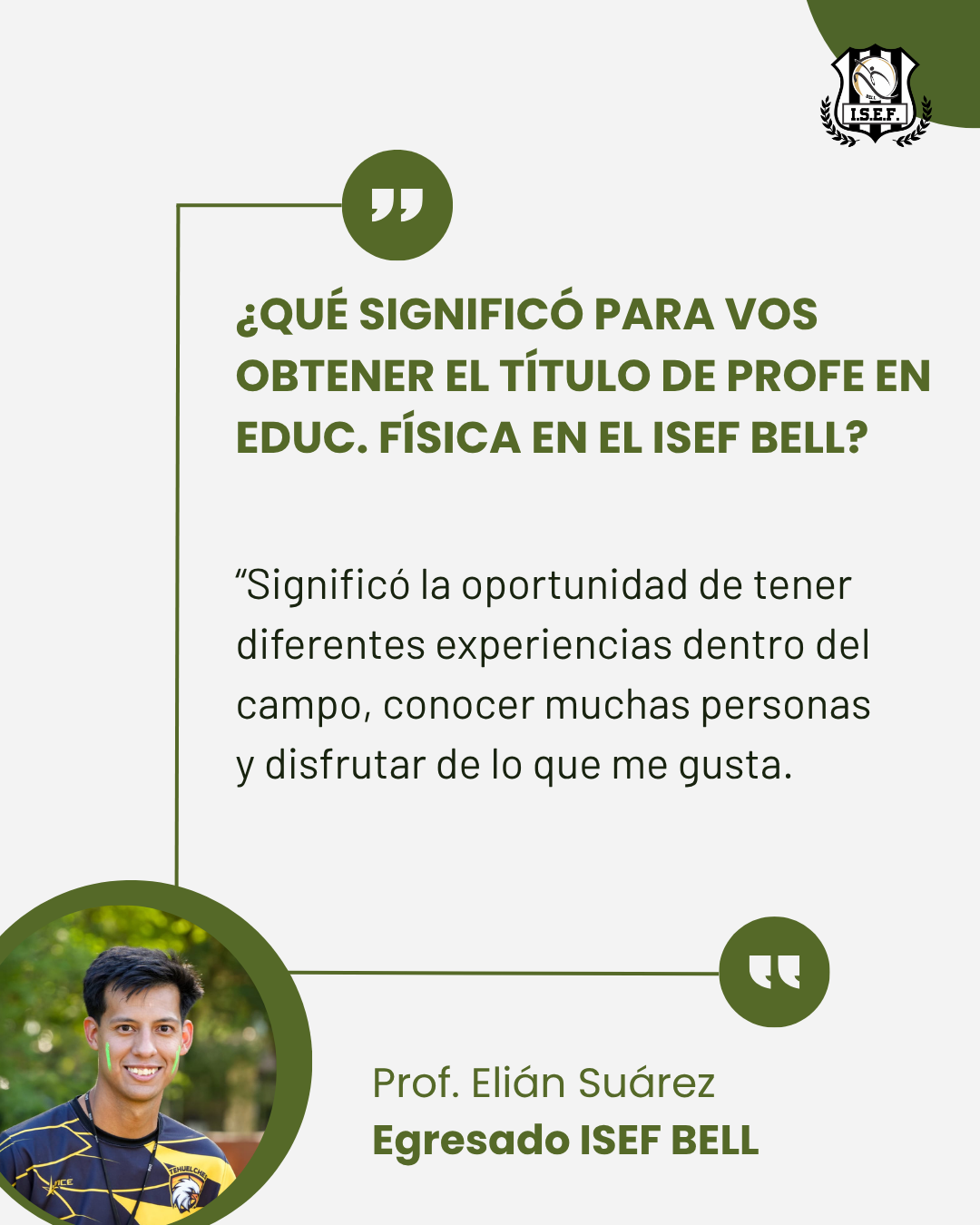 Testimonio de una persona egresada del ISEF Bell 6