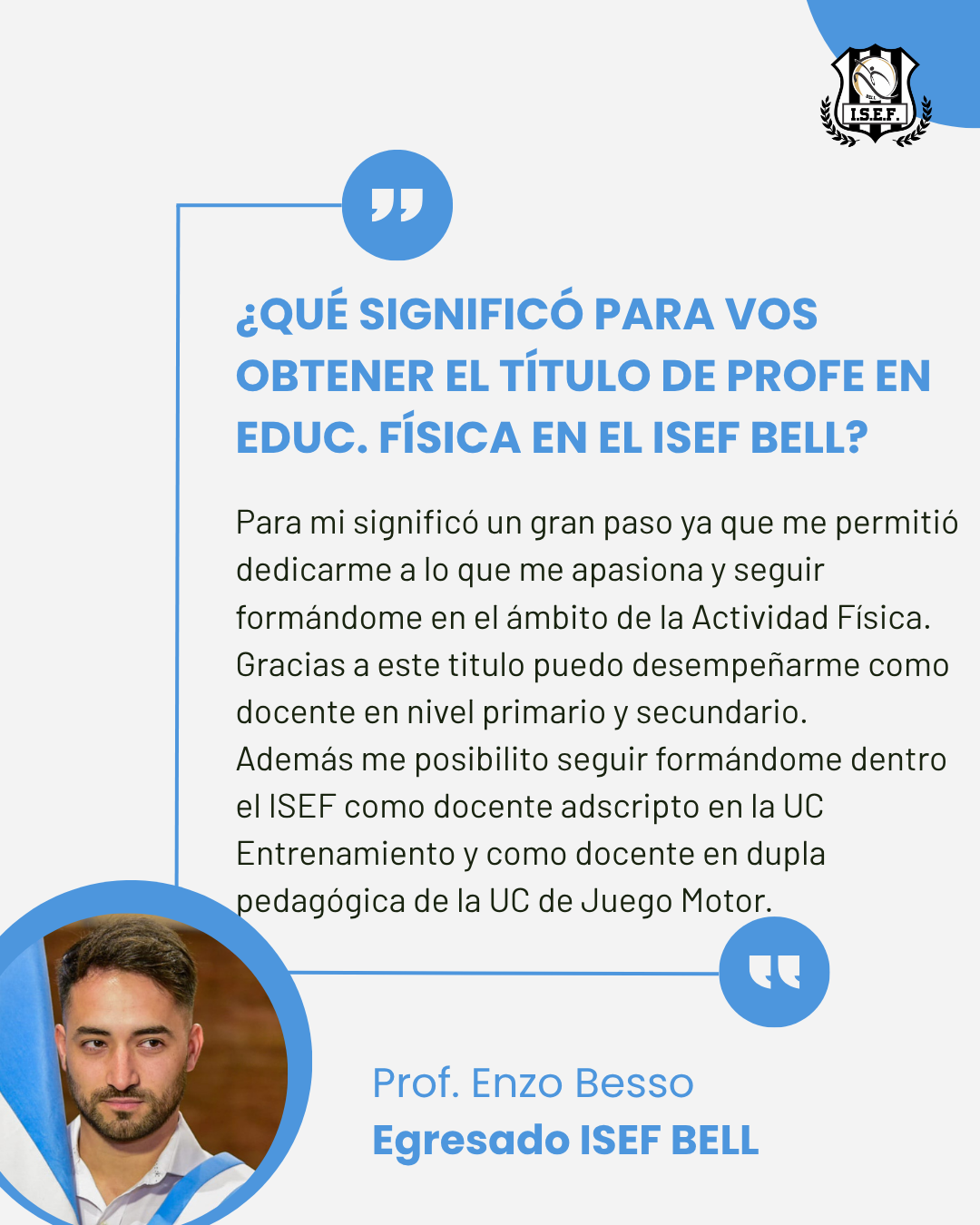 Testimonio de una persona egresada del ISEF Bell 7